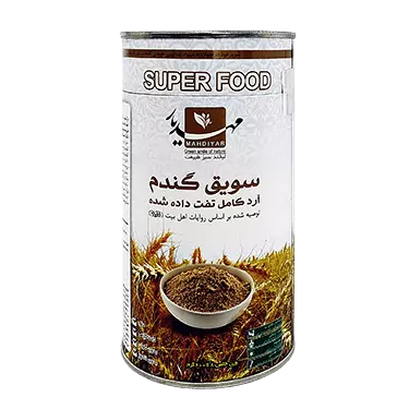 پودر سویق گندم آرد کامل تفت داده شده قوطی 200 گرمی مهدیار